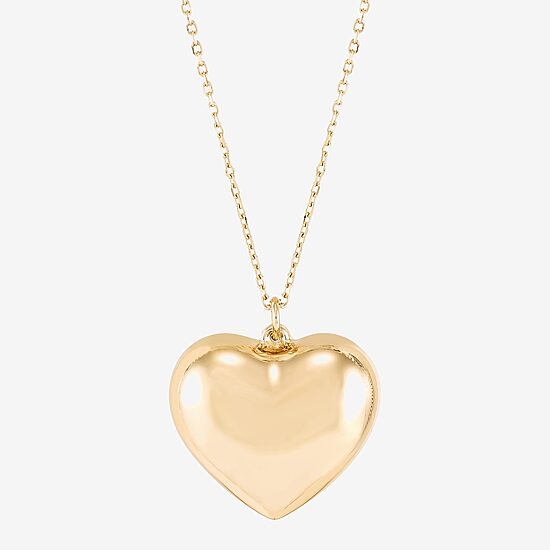 Limited Quantities! Womens 10K Gold Heart 17 Inch Pendant Necklace