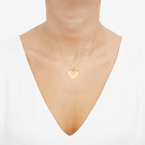 Limited Quantities! Womens 10K Gold Heart 17 Inch Pendant Necklace
