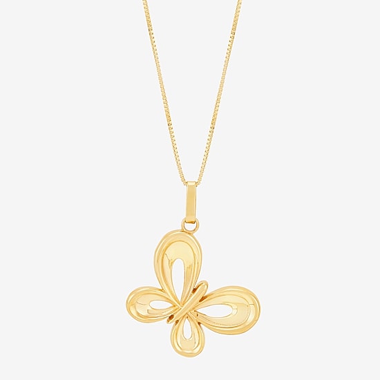 Limited Quantities! Womens 10K Gold Butterfly 18 Inch Pendant Necklace