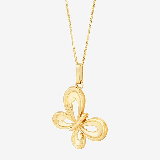 Limited Quantities! Womens 10K Gold Butterfly 18 Inch Pendant Necklace