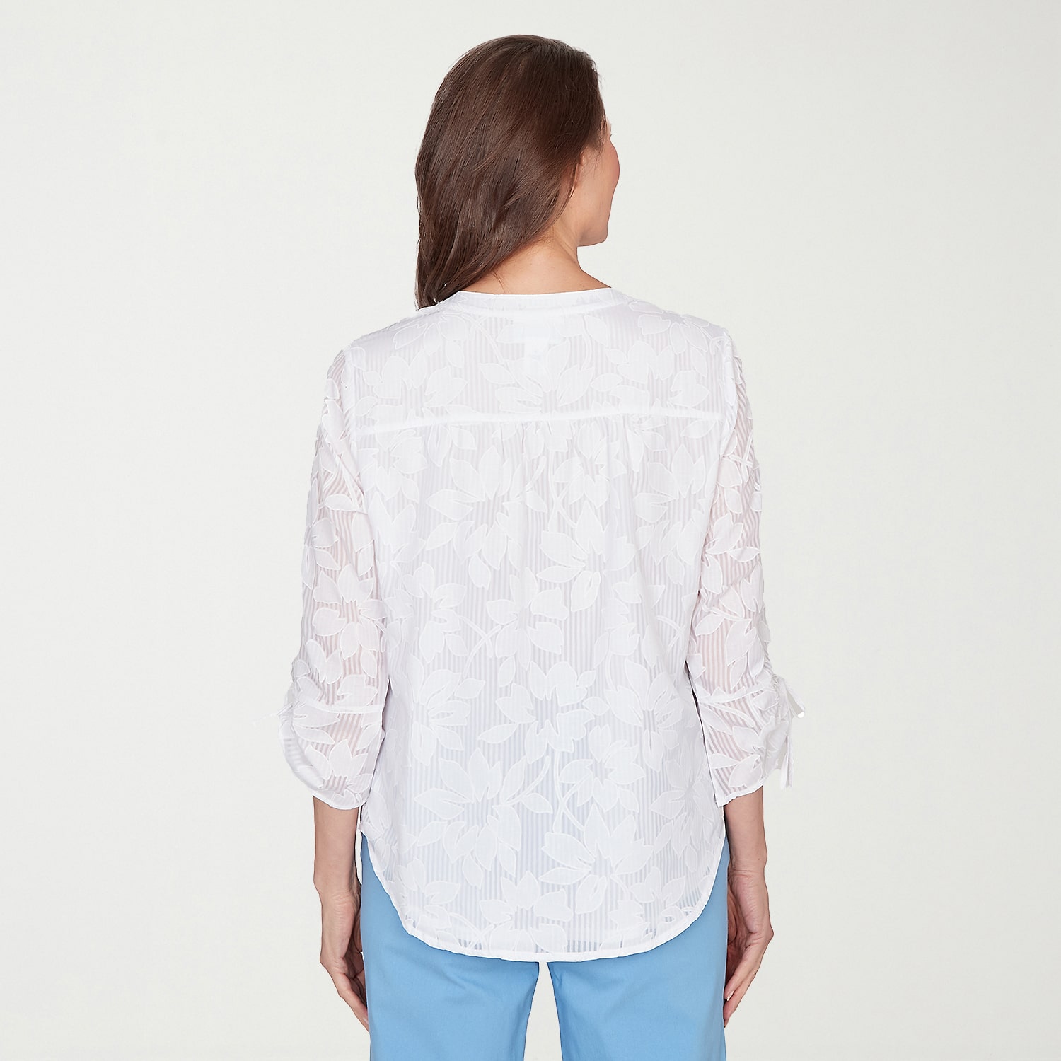 Alfred Dunner St Augustine Womens Y Neck 3/4 Sleeve Blouse