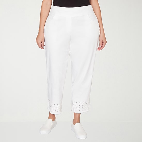 Alfred Dunner Mykonos Womens Plus Straight Mid Rise Pull-On Pant