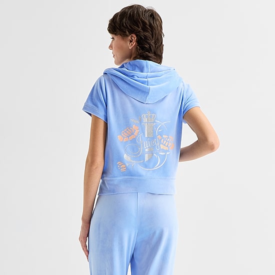 Juicy By Juicy Couture Womens Juniors Short Sleeve Hoodie