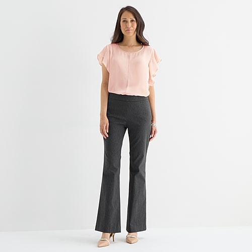 Liz Claiborne Lisa Womens Flare Pull-on Pant In Gray