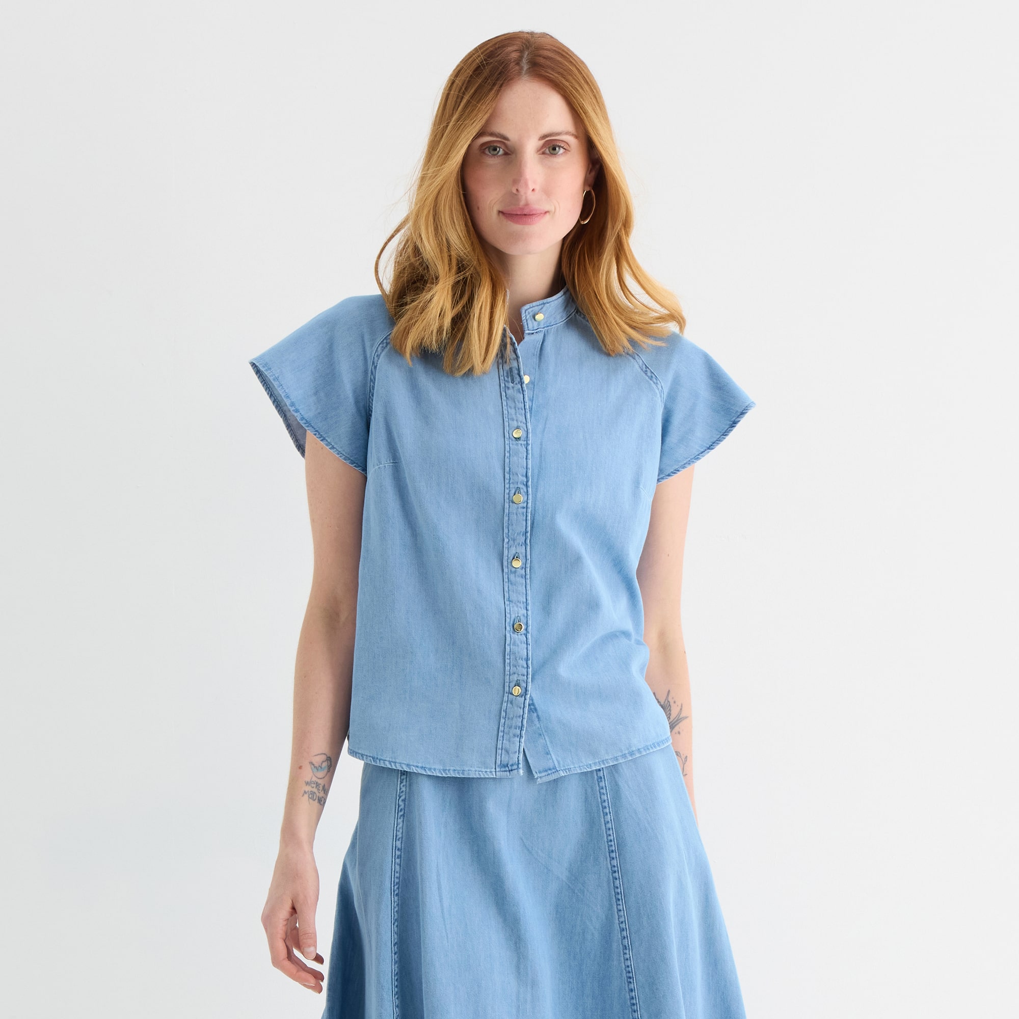 Liz Claiborne Womens High Neck Short Sleeve Blouse