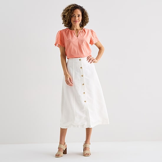Liz Claiborne Womens High Rise Midi A-Line Skirt