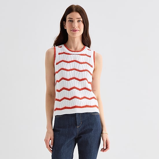 St. John's Bay Womens Crew Neck Sleeveless Chevron Pullover Sweater