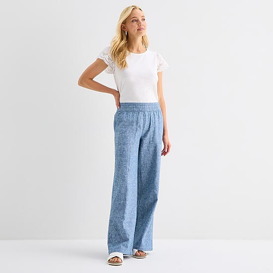 St. John's Bay Womens Wide Leg High Rise Pull-On Pant
