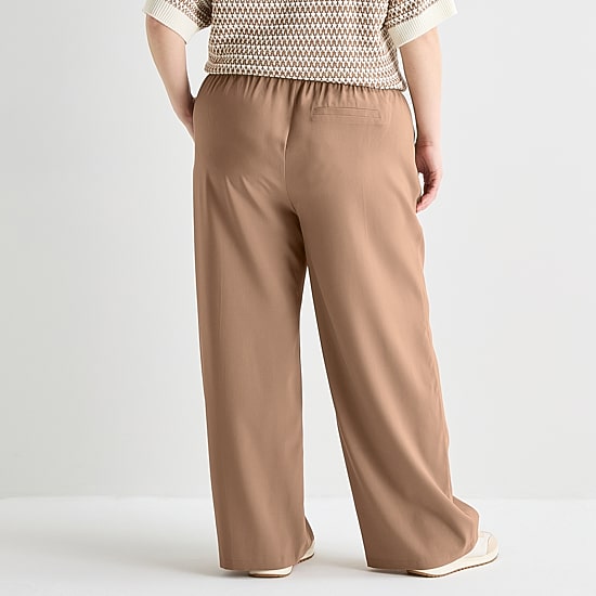Stylus Womens Plus Wide Leg Mid Rise Trouser