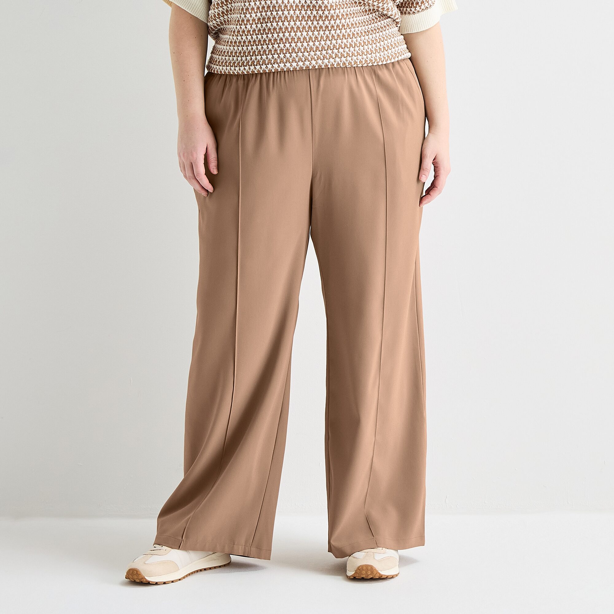 Stylus Womens Plus Wide Leg Mid Rise Trouser