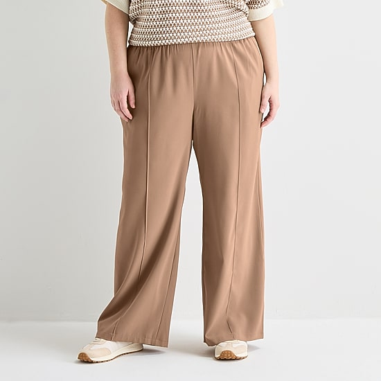Stylus Womens Plus Wide Leg Mid Rise Trouser