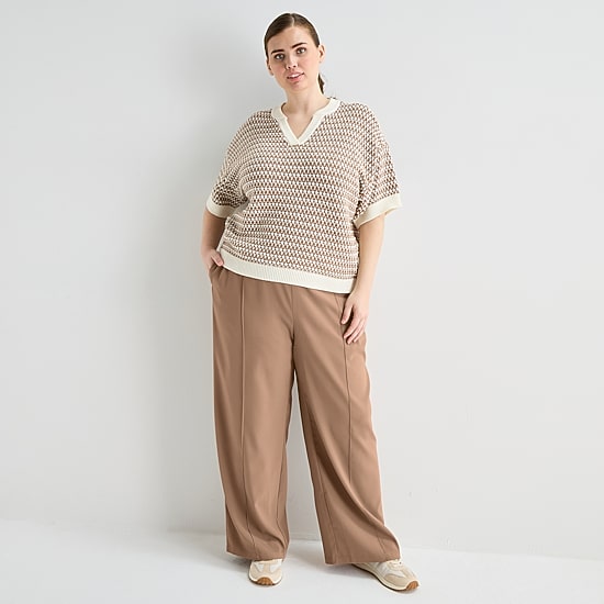 Stylus Womens Plus Wide Leg Mid Rise Trouser