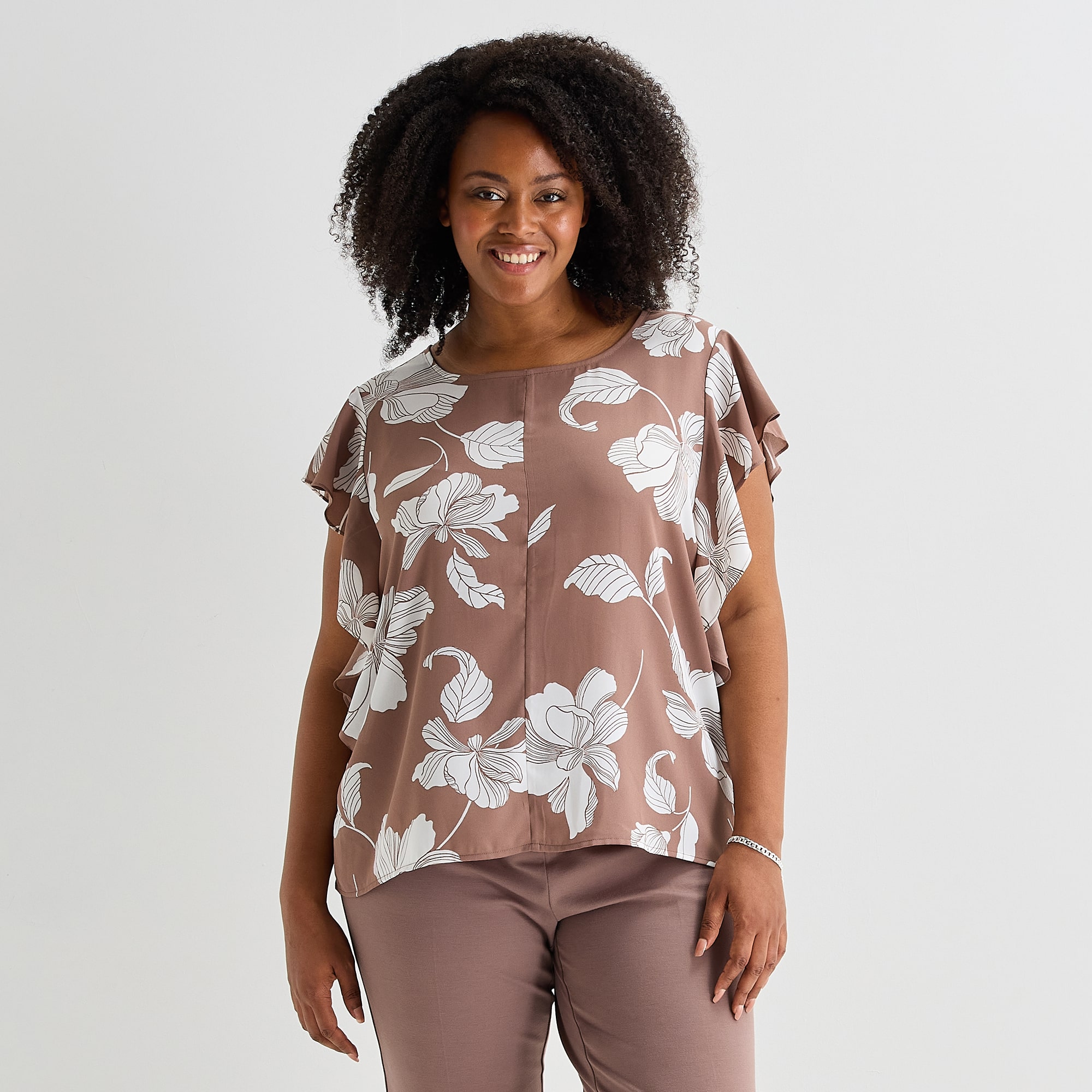 Liz Claiborne Womens Plus Crew Neck Short Sleeve Blouse