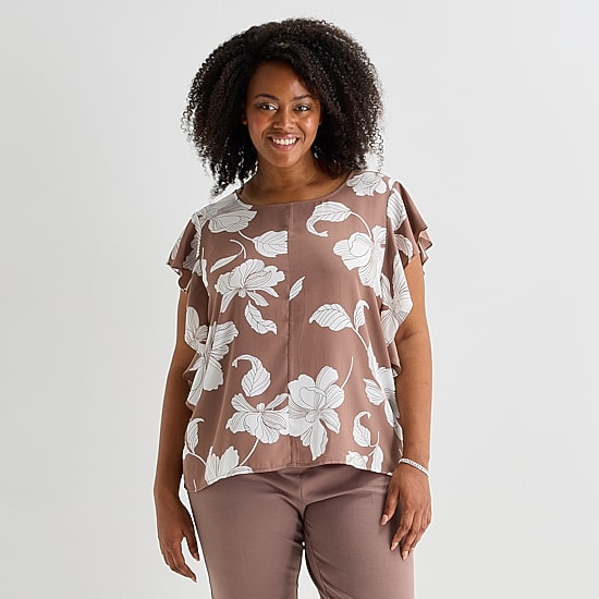 Liz Claiborne Womens Plus Crew Neck Short Sleeve Blouse