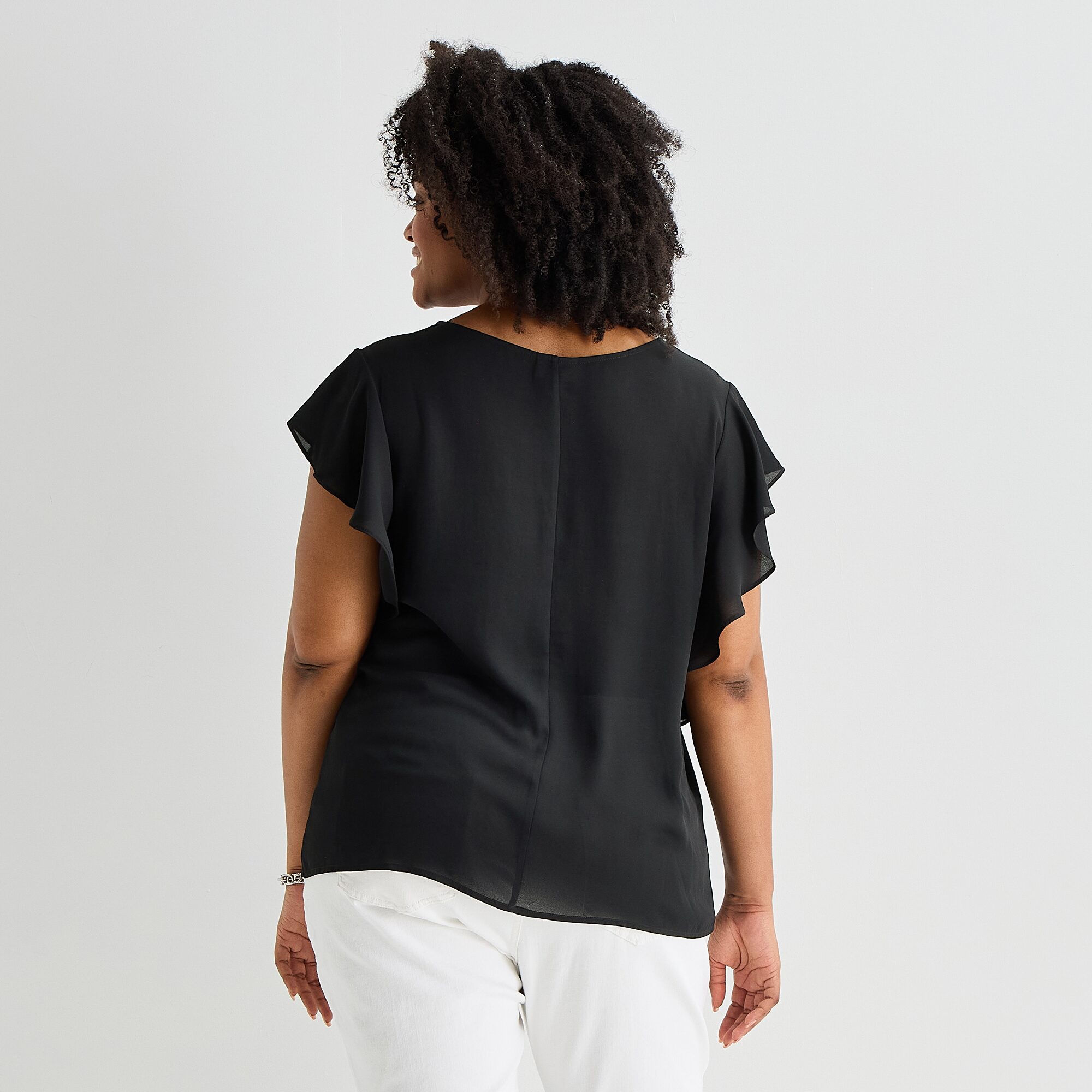 Liz Claiborne Womens Plus Crew Neck Short Sleeve Blouse