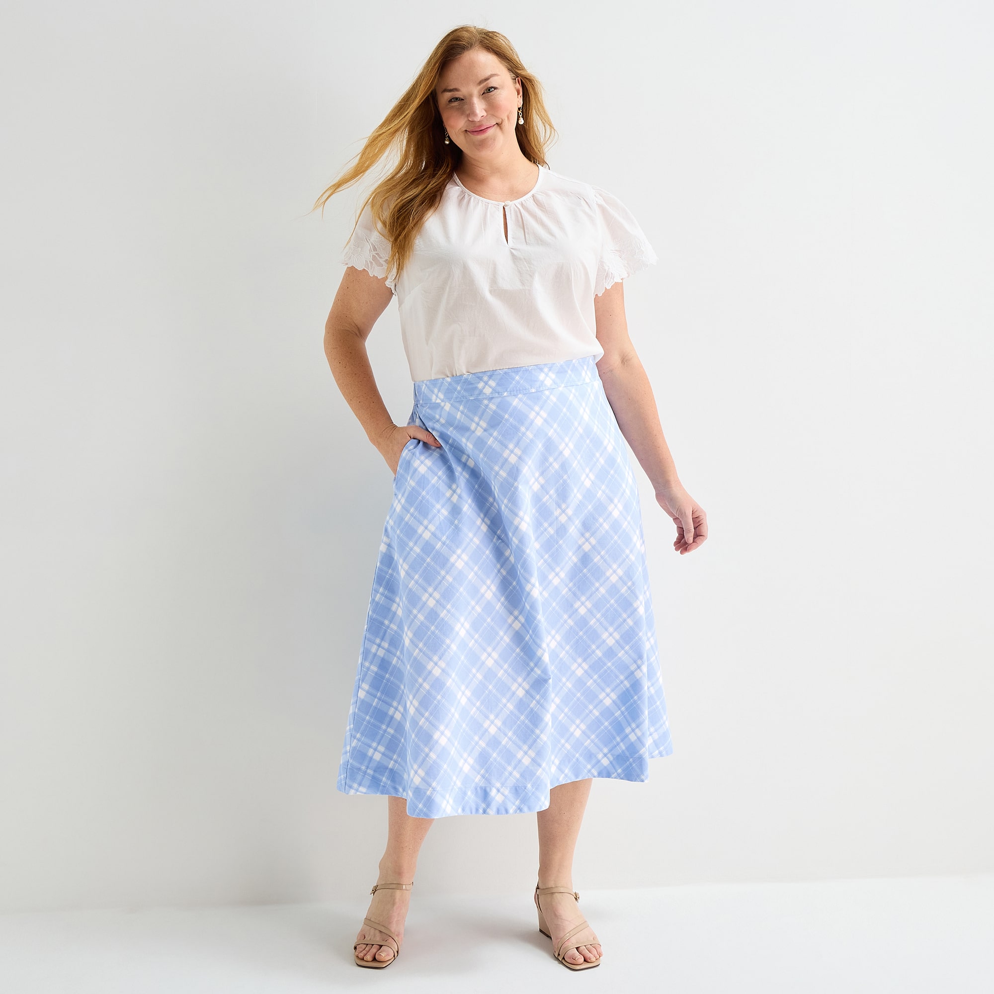 Liz Claiborne Womens Plus Mid Rise Midi A-Line Skirt
