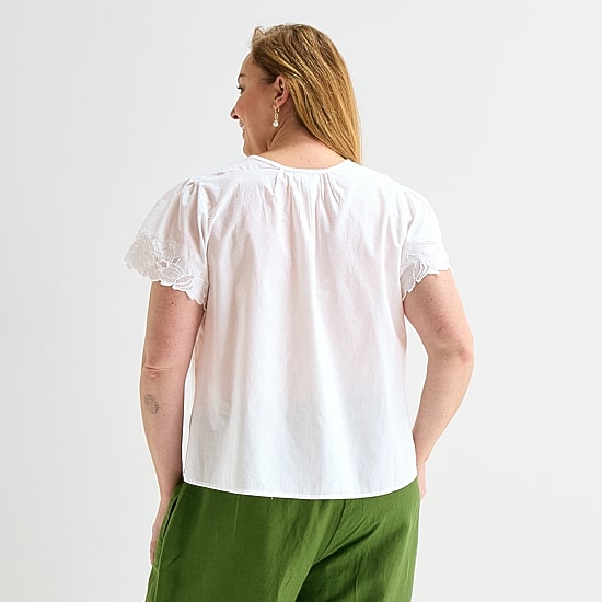 Liz Claiborne Womens Plus Keyhole Neck Short Sleeve Blouse
