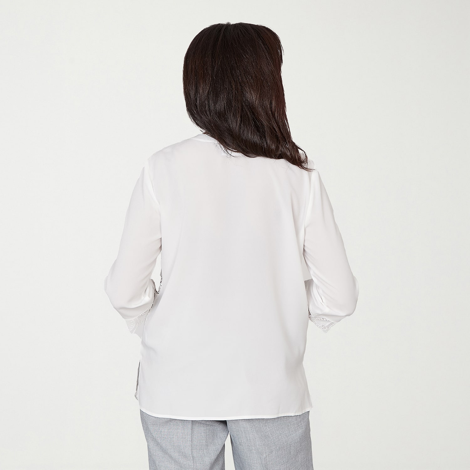 Alfred Dunner Al Fresco Womens Y Neck 3/4 Sleeve Lace Blouse