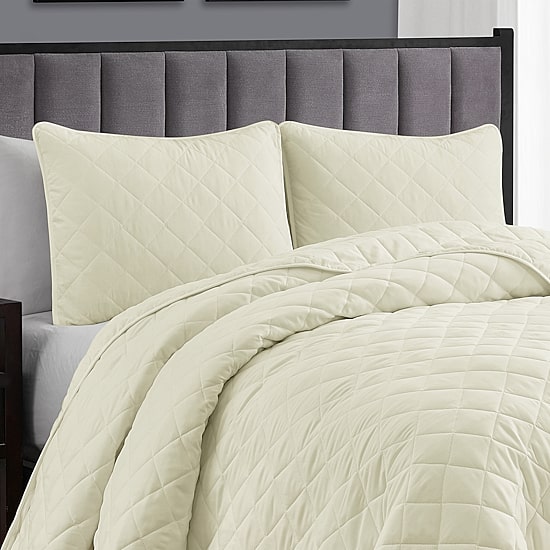 Swift Home Lightweight Oversized Diamond Stitched Coverlet Bedspread Set Wrinkle Resistant Quilt Set