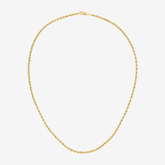 14K Gold 16 - 30 Inch Semi-Solid Sparkle Rope Chain Necklace