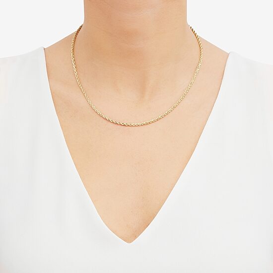 14K Gold 16 - 30 Inch Semi-Solid Sparkle Rope Chain Necklace