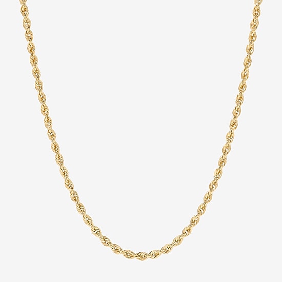 14K Gold 16 - 30 Inch Semi-Solid Sparkle Rope Chain Necklace