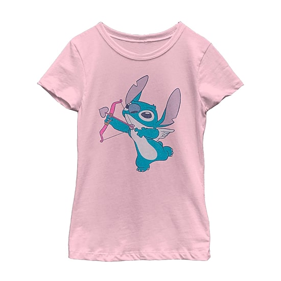 Disney Collection Little & Big Kid Girls Crew Neck Short Sleeve Regular Fit Lilo & Stitch Graphic T-Shirt
