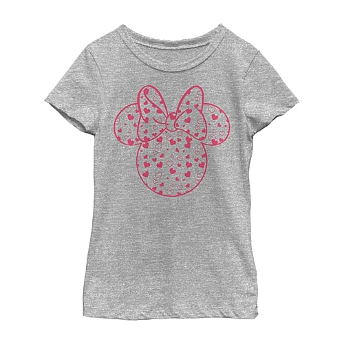 Disney Collection Little & Big Kid Girls Crew Neck Short Sleeve Regular Fit Mickey and Friends Mickey Mouse Minnie Mouse Graphic T-Shirt, Small, Gray