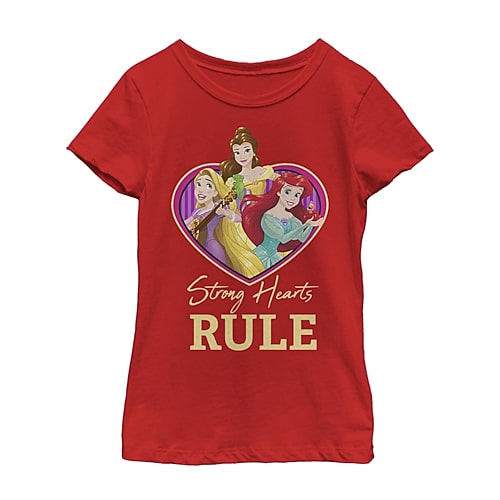 Disney Collection Little & Big Kid Girls Crew Neck Short Sleeve Regular Fit Princess Graphic T-Shirt, X-small, Red