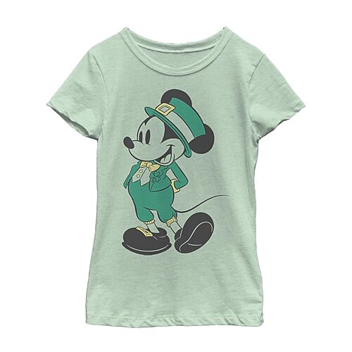 Disney Collection Little & Big Kid Girls Crew Neck Short Sleeve Regular Fit Mickey and Friends Mickey Mouse Graphic T-Shirt, X-small, Green