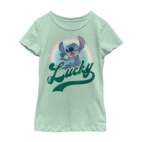 Disney Collection Little & Big Kid Girls Crew Neck Short Sleeve Regular Fit Lilo & Stitch Graphic T-Shirt