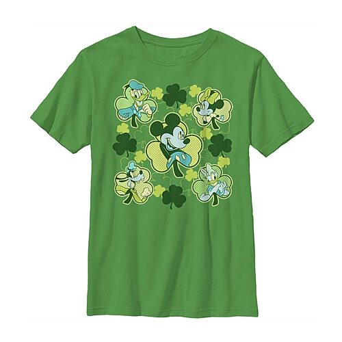 Disney Collection Little & Big Kid Boys Crew Neck Short Sleeve Regular Fit Mickey and Friends Mickey Mouse Graphic T-Shirt, X-small, Green