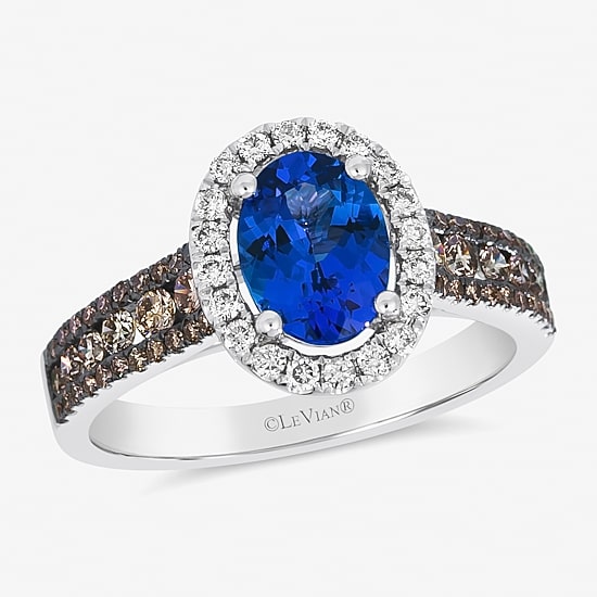 Le Vian® Grand Sample Sale™ Ring featuring 1 CT. Blueberry Tanzanite® 1/2 CT. Nude Diamonds™ 1/5 CT. Chocolate Diamonds® set in 14K Vanilla Gold®