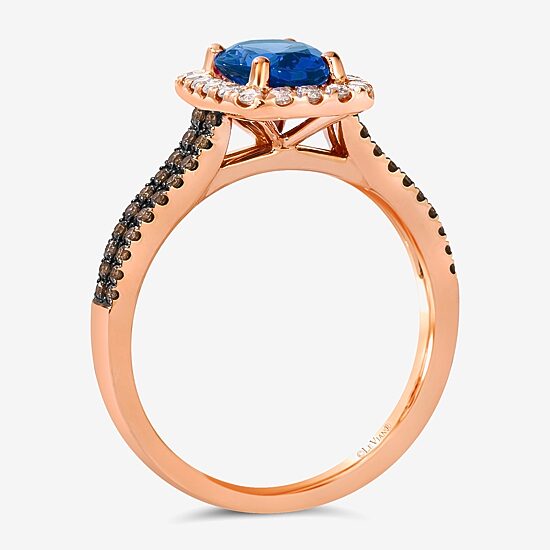 Le Vian® Grand Sample Sale™ Ring featuring 1 CT. Blueberry Tanzanite® 1/5 CT. Chocolate Diamonds® 1/5 CT. Nude Diamonds™ set in 14K Strawberry Gold®