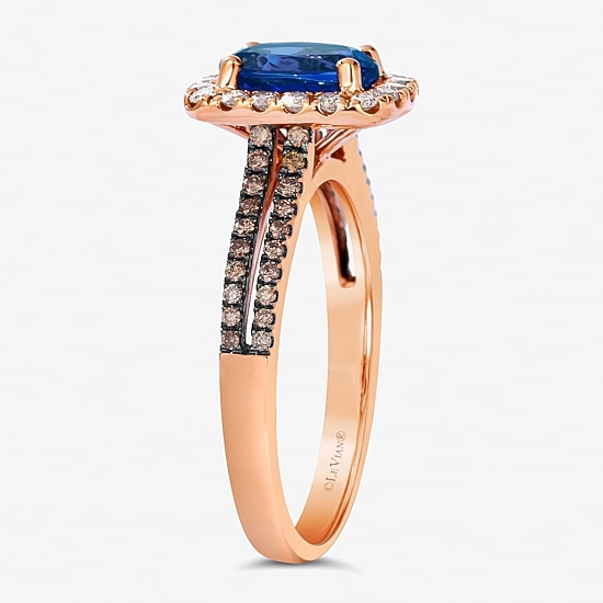 Le Vian® Grand Sample Sale™ Ring featuring 1 CT. Blueberry Tanzanite® 1/5 CT. Chocolate Diamonds® 1/5 CT. Nude Diamonds™ set in 14K Strawberry Gold®