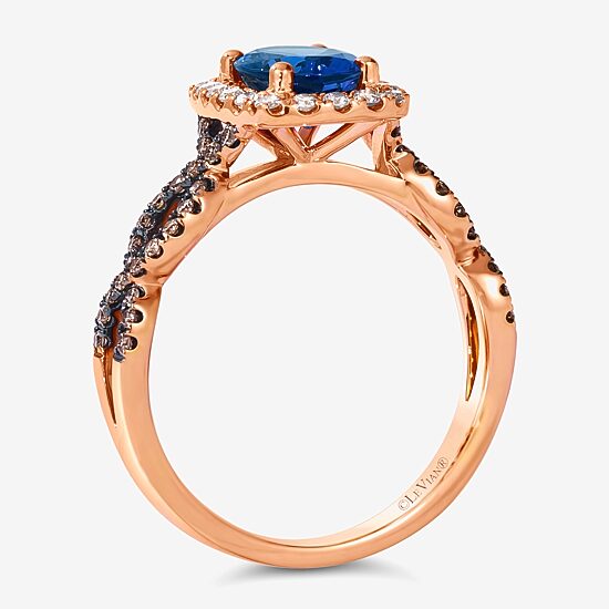 Le Vian® Grand Sample Sale™ Ring featuring 1 CT. Blueberry Tanzanite® 1/5 CT. Chocolate Diamonds® 1/5 CT. Nude Diamonds™ set in 14K Strawberry Gold®