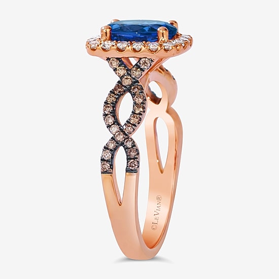 Le Vian® Grand Sample Sale™ Ring featuring 1 CT. Blueberry Tanzanite® 1/5 CT. Chocolate Diamonds® 1/5 CT. Nude Diamonds™ set in 14K Strawberry Gold®