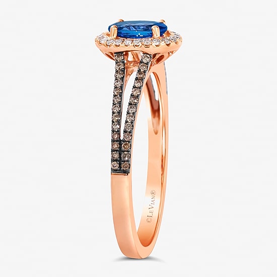 Le Vian® Grand Sample Sale™ Ring featuring 3/8 CT. Blueberry Tanzanite® 1/15 CT. Nude Diamonds™ 1/8 CT. Chocolate Diamonds® set in 14K Strawberry Gold®