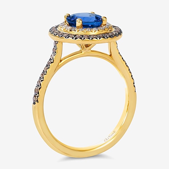 Le Vian® Grand Sample Sale™ Ring featuring 1 1/5 CT. Blueberry Tanzanite® 1/3 CT. Chocolate Diamonds® 1/8 CT. Nude Diamonds™ set in 14K Honey Gold™