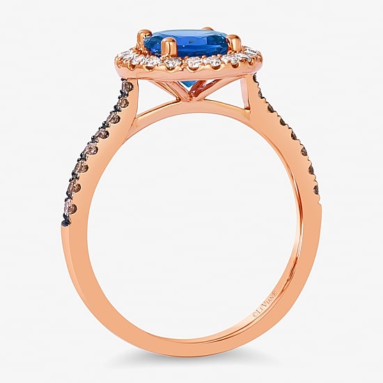 Le Vian® Grand Sample Sale™ Ring featuring 1 1/5 CT. Blueberry Tanzanite® 1/6 CT. Chocolate Diamonds® 1/5 CT. Nude Diamonds™ set in 14K Strawberry Gold®