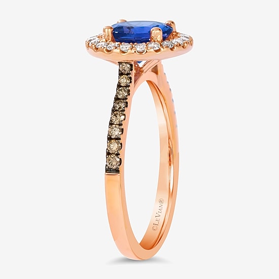 Le Vian® Grand Sample Sale™ Ring featuring 1 1/5 CT. Blueberry Tanzanite® 1/6 CT. Chocolate Diamonds® 1/5 CT. Nude Diamonds™ set in 14K Strawberry Gold®