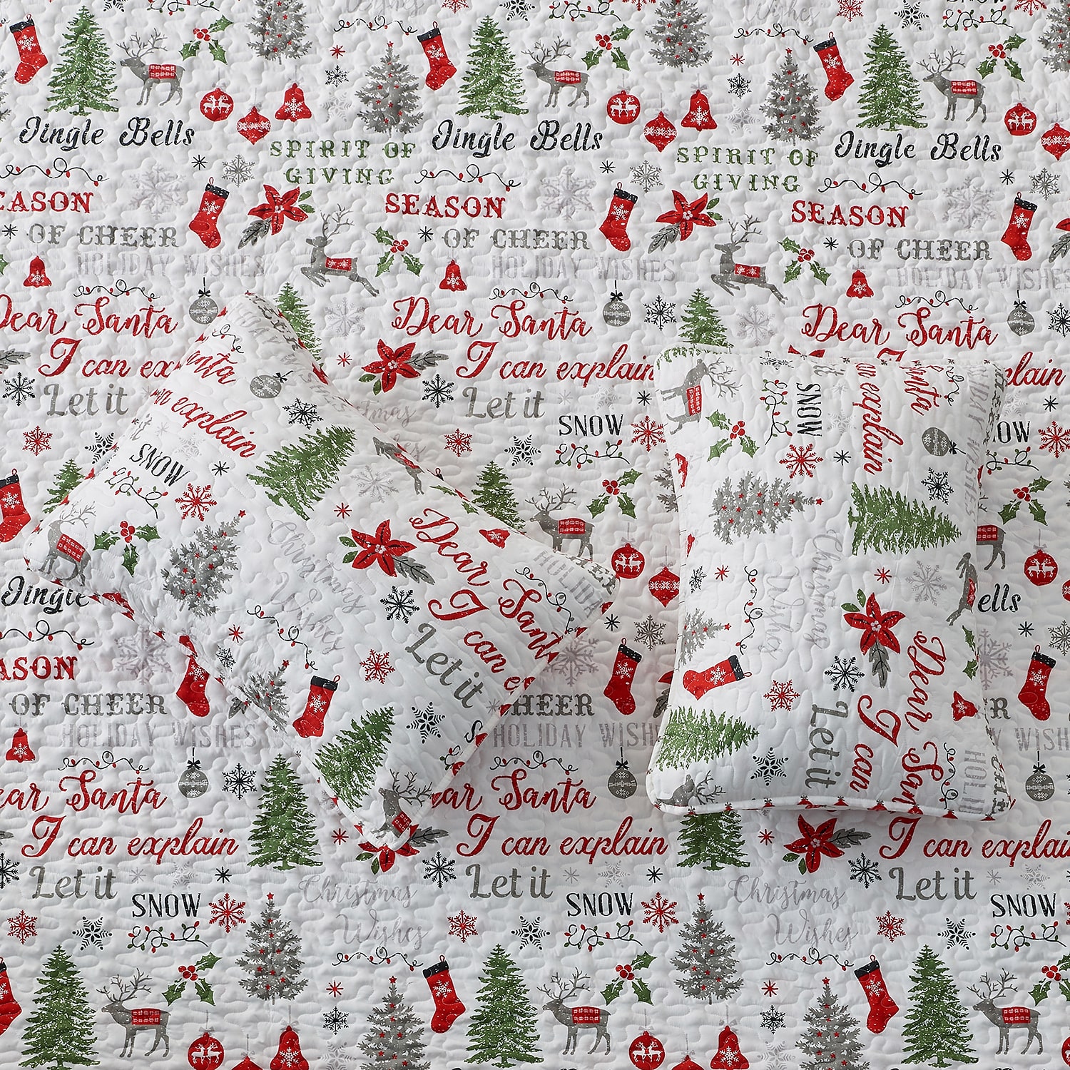 Linery Christmas Holiday Reversible Quilt Set