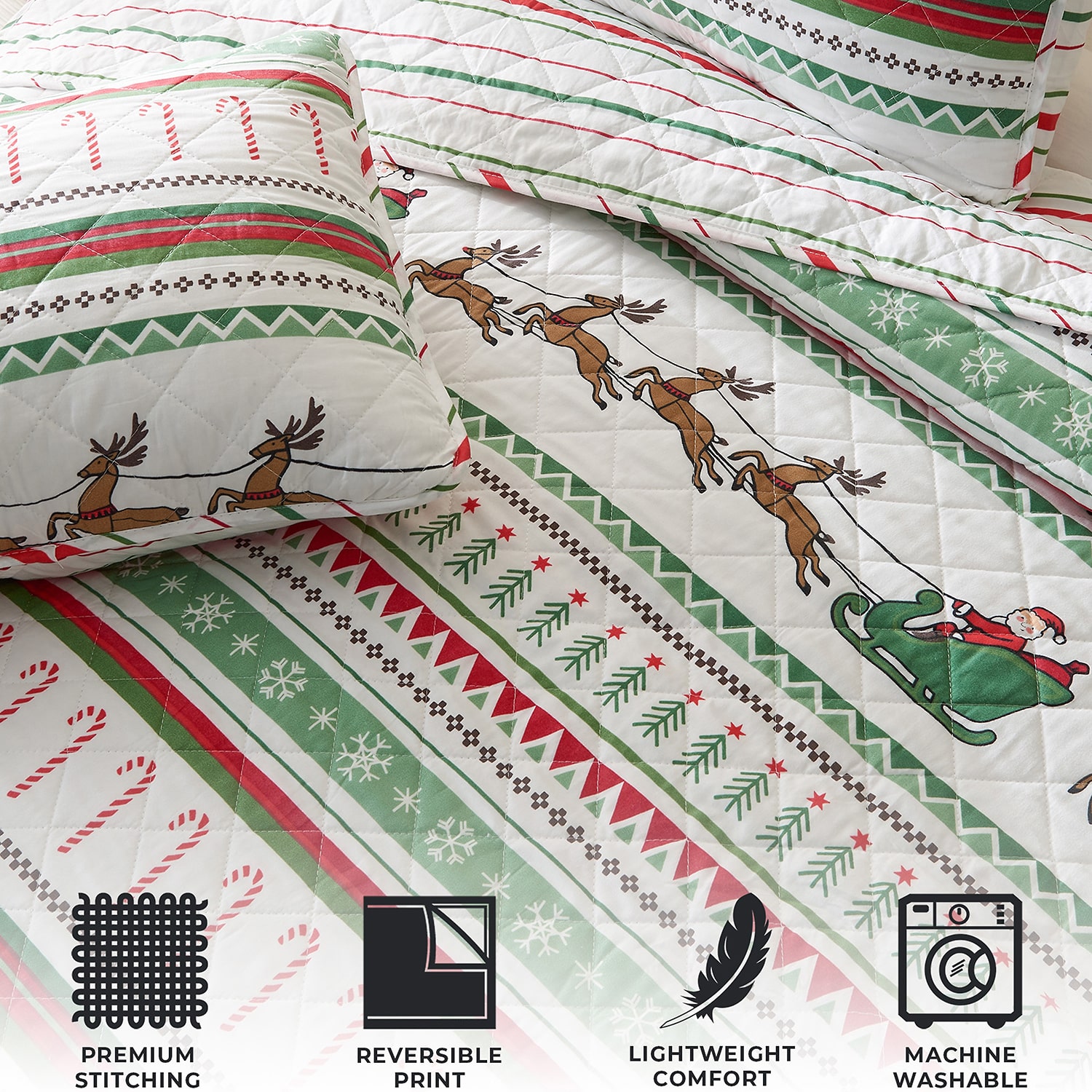 Linery Festive Christmas REVERSIBLE Quilt Set