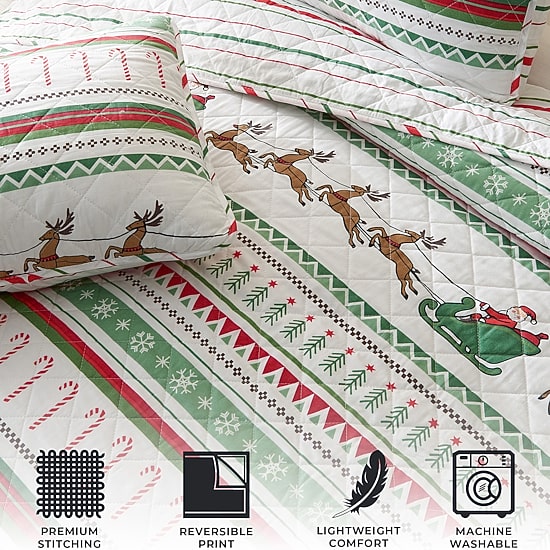Linery Festive Christmas REVERSIBLE Quilt Set