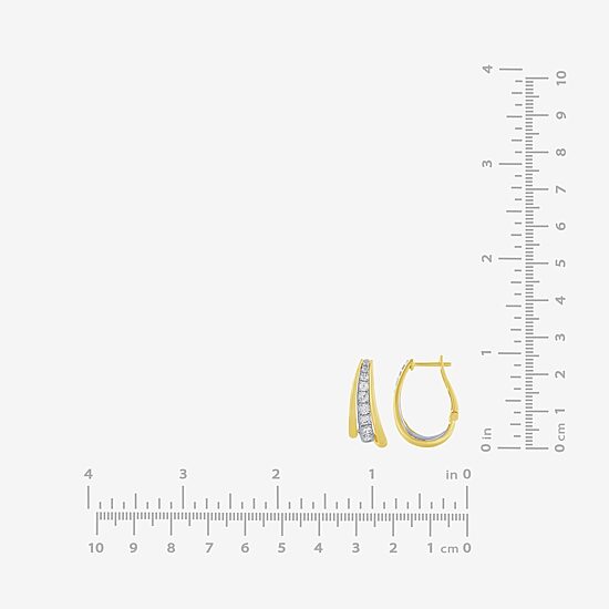 (H-I / I1) Womens 1 CT. T.W. Lab Grown White Diamond 10K Two Tone Gold 22.7mm Curved Hoop Earrings