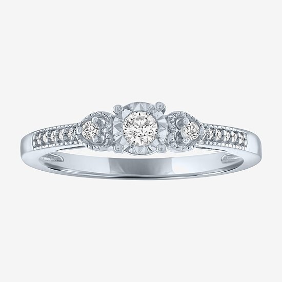 (G-H / Si2-I1) Womens 1/6 CT. T.W. Lab Grown White Diamond Sterling Silver Heart Promise Ring