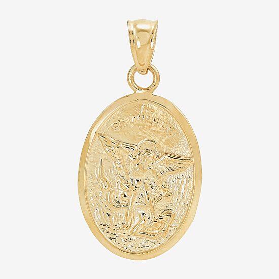 St. Michael Medallian Unisex Adult 14K Gold Oval Pendant