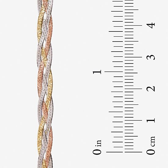Made in Italy Womens 14K Tri-Color Gold 7.5 Inch Solid Herringbone Chain Bracelet