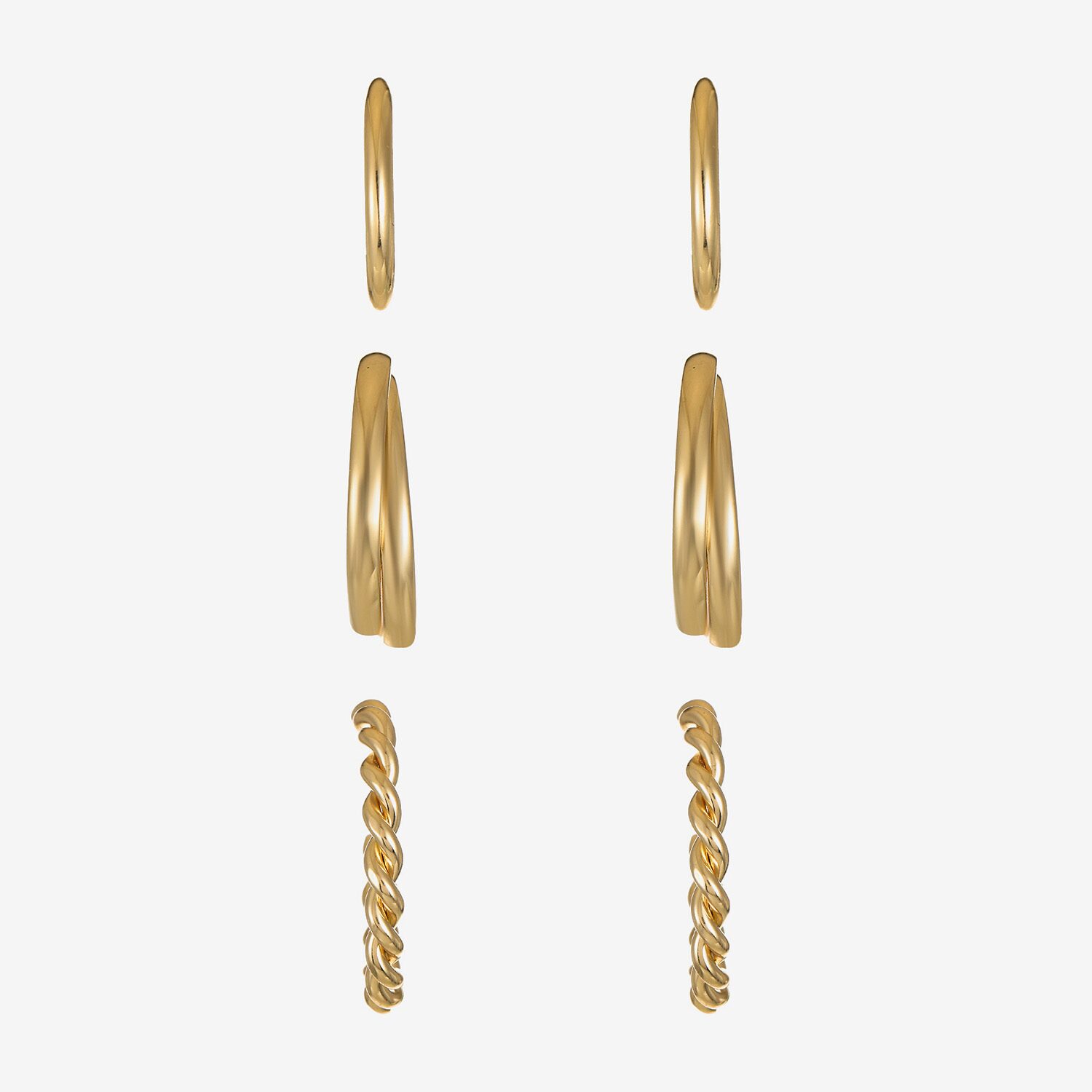 Liz Claiborne Twisted Womens Hypoallergenic 3 Pair Earring Set