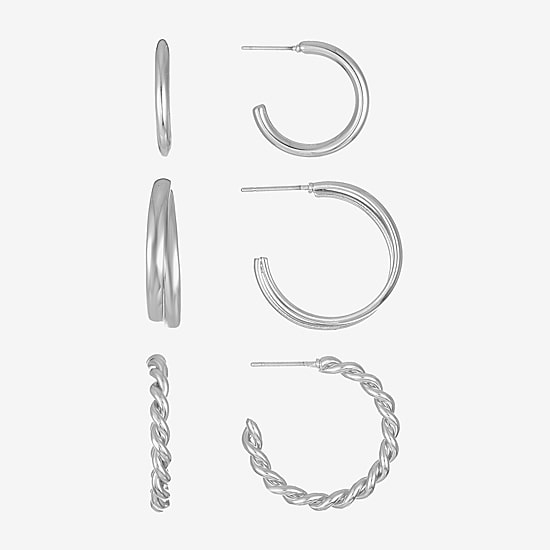 Liz Claiborne Twisted Womens Hypoallergenic 3 Pair Earring Set
